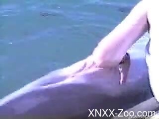 Man finger fucks dolphin in  naughty marine XXX kinks