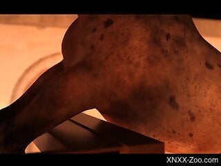 Tight anime whore brutally fucked by horse with giant cock