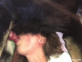 Hot blowjob for a dog during kinky zoo sex