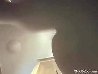Aroused woman tries her first zoophilia experience at home